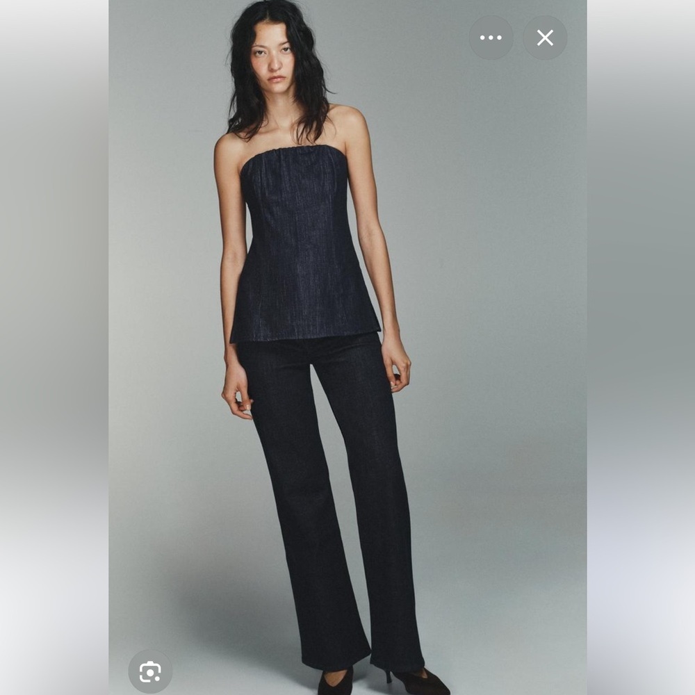 NEW ZARA  TRF Denim Bandeau Top, strapless blue 
🚨NO DISCOUNT ON THIS TOP